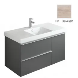 Модуль с раковиной Odeon Up 105 см, серый дуб меламин, 2 выдвижных ящика, 1 дверца, с отверстием для смесителя, подвесной монтаж EB891-E71+E4731-00 Jacob Delafon