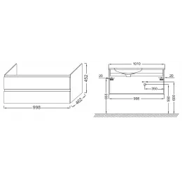 Модуль под раковину Madeleine 100х46х45 см, раковина справа, 2 ящика, белый глянцевый EB2055-J5 Jacob Delafon