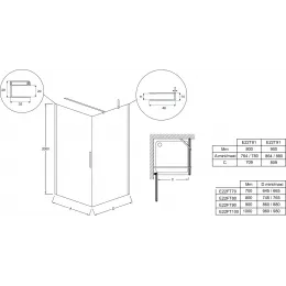 Душевая дверь Contra 80х200 см, матовый, 6 мм, черный профиль E22T81-BL Jacob Delafon