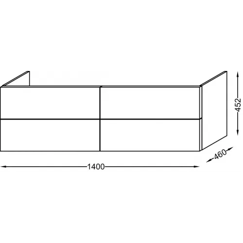 Модуль под раковину Vox 140х46х45,2 см, 4 ящика, черное дерево, изогнутые ручки EB2070-R1-E15 Jacob Delafon