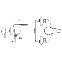 Настенный смеситель Kandel поворотный излив, с выходом на душ (без лейки) E666/E16318-4-M Jacob Delafon