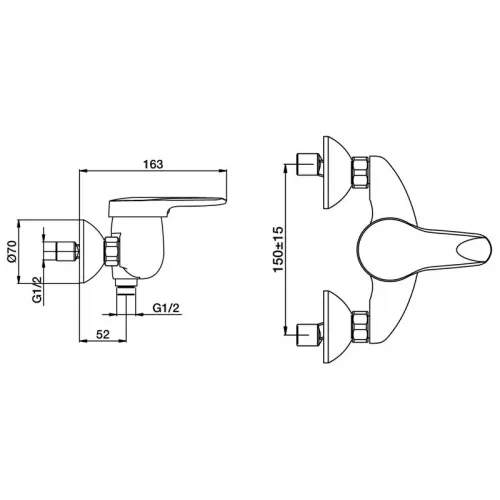 Настенный смеситель Kandel поворотный излив, с выходом на душ (без лейки) E666/E16318-4-M Jacob Delafon