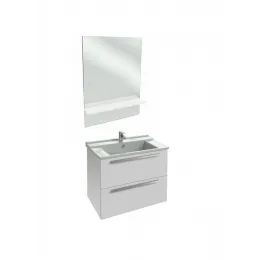 Комплект мебели для ванной Struktura 80 см, белый блестящий, 2 ящика, высокое зеркало, раковина-столешница, подвесной монтаж EB1213-N18+EXH112-00+EB1277-N18 Jacob Delafon