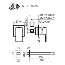 Комплект смесителя для душа Plumberia Selection KITTG1135NO220