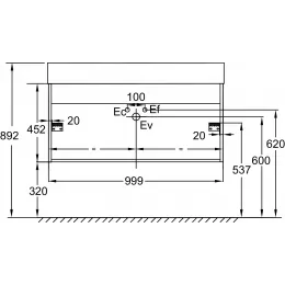 Модуль под раковину Vivienne 99,9х45,2х45,2 см, 2 ящика, корпус белый глянцевый/ фасад белый глянцевый EB1668-J5-J5 Jacob Delafon