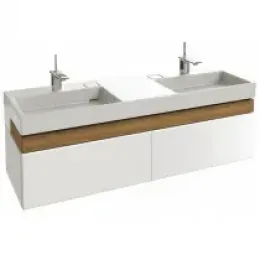 Модуль с раковиной Terrace 150 см, серый титан блестящий, раковина с подсветкой, 2 выдвижных ящика, подвесной монтаж, система push-to-open EXA9112-00+EB1189-N21 Jacob Delafon