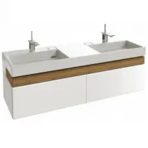 Модуль с раковиной Terrace 150 см, серый титан блестящий, раковина с подсветкой, 2 выдвижных ящика, подвесной монтаж, система push-to-open EXA9112-00+EB1189-N21 Jacob Delafon