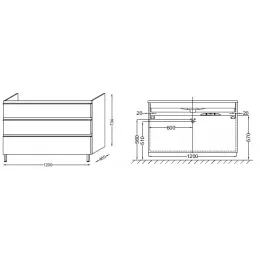 Модуль под раковину Vox 120х46х73,4 см, светло-коричневый блестящий, с 3 выдвижными ящиками, встроенные ручки EB2041-RA-G80 Jacob Delafon