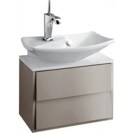 Модуль с раковиной Escale 50 см, серый титан лак, 2 ящика, плавное закрывание, накладная раковина, подвесной монтаж EB763-N21+E1025-00 Jacob Delafon