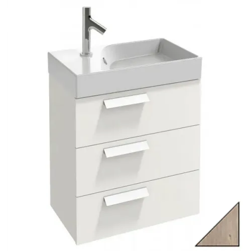 Модуль с раковиной Rythmik 60 см, квебекский дуб, 3 выдвижных ящика, с 1 отверстием под смеситель слева, подвесной монтаж EXQ112-Z-00+EB1307-E10 Jacob Delafon