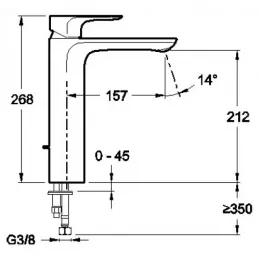Смеситель для умывальника Aleo высокий, неповоротный излив, с донным клапаном E72298-CP Jacob Delafon