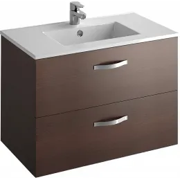 Модуль с раковиной Ola 81 см, подвесная, с двумя ящиками, плавное закрывание , раковина-столешница, тёмный дуб, подвесной монтаж EB391RU-NR+EXTA112-00 Jacob Delafon