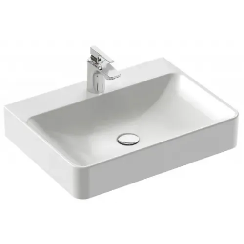 Накладная раковина Vox 60х45х13,5 см, с отверстием перелива в передней части, с заглушкой, санфарфор, с отв. под смеситель EVD112-00 Jacob Delafon