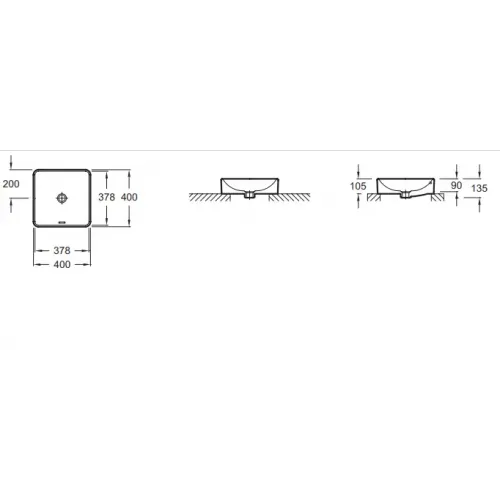 Накладная раковина Vox 40х40х13,5 см, карта парижа, отверстие перелива в передней части, санфарфор EVG102-PT5 Jacob Delafon