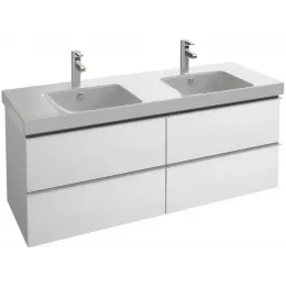 Модуль с раковиной Odeon Up 140 см, белый блестящий, 4 выдвижных ящика, двойная раковина, подвесной монтаж E4779-00+EB997-G1C Jacob Delafon