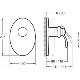 Лицевая часть встраиваемого смесителя Fairfax хром, 1 функция E98710-CP Jacob Delafon