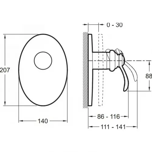 Лицевая часть встраиваемого смесителя Fairfax хром, 1 функция E98710-CP Jacob Delafon
