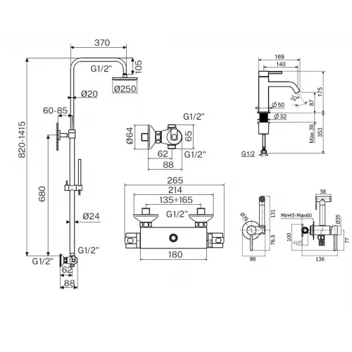 Комплект для душа Plumberia Selection IXO KITZXO6302BO53