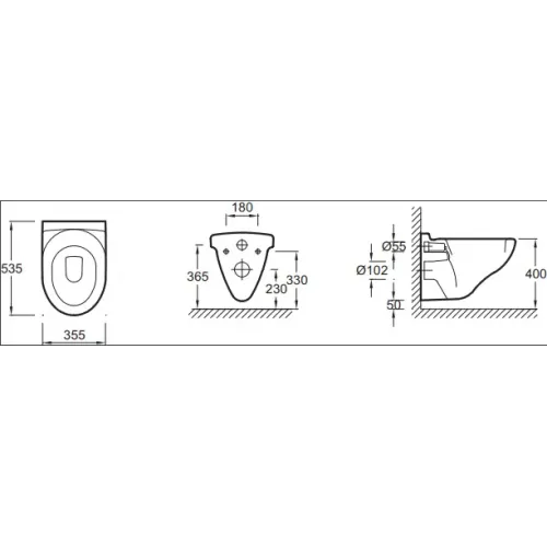Подвесной унитаз Odeon 35,5х53,5 см, без сиденья E1755-00 Jacob Delafon