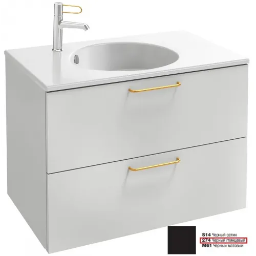 Модуль под раковину Odeon Rive Gauche 80х56,8х50,8 см, черный глянцевый, 2 ящика, ручки золото EB2522-R8-274 Jacob Delafon