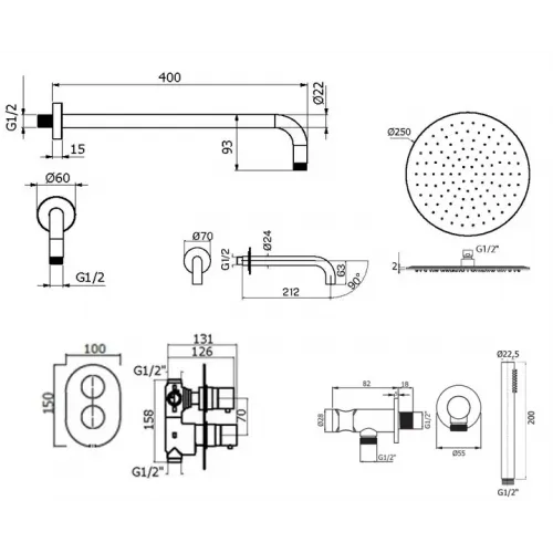Комплект для ванны Plumberia Selection IXO KITXOT19CR60