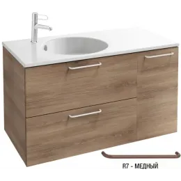 Модуль под раковину Odeon Rive Gauche 100х50,8х56,8 см, 2 ящика + 1 дверца, ручки - медный, квебекский дуб EB2544-R7-E10 Jacob Delafon
