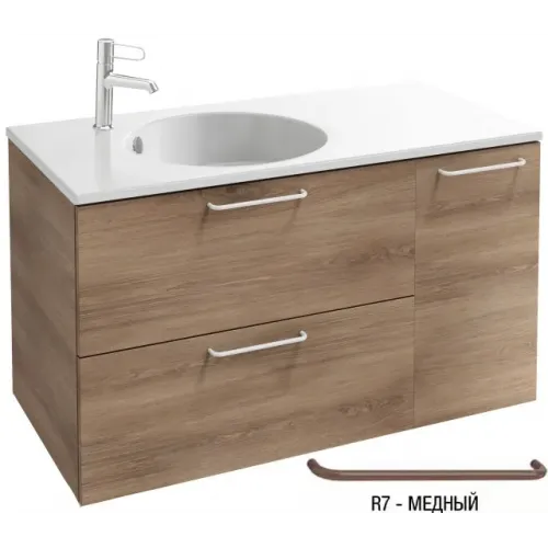 Модуль под раковину Odeon Rive Gauche 100х50,8х56,8 см, 2 ящика + 1 дверца, ручки - медный, квебекский дуб EB2544-R7-E10 Jacob Delafon