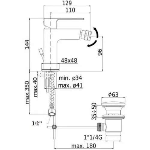 Смеситель для биде Paffoni Elle EL135NO