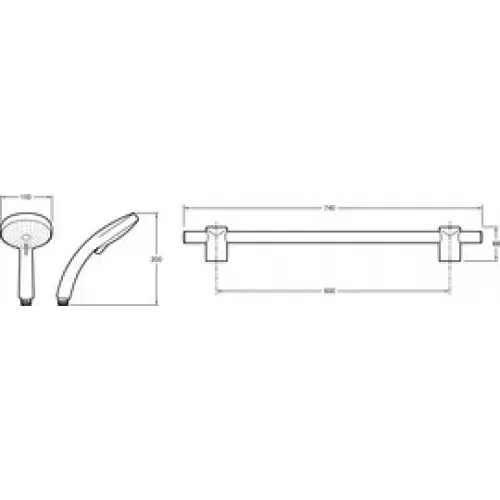 Душевой гарнитур Citrus со штангой, мыльницей, шлангом и лейкой, 5 режимов E12920-CP Jacob Delafon