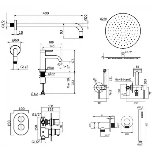Комплект для душа Plumberia Selection IXO KITZXOT18CR53