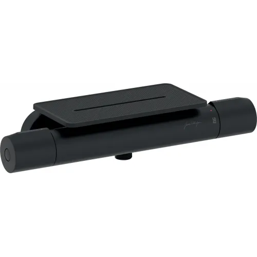 Настенный смеситель без излива Metro с полочкой, чёрный цвет, без лейки, термостат E21767-BL Jacob Delafon