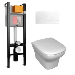 Комплект унитаза с инсталляцией Struktura инсталляция ширина 40 см, глубина унитаза 54см, клавиша белая, с микролифтом, безободковый, быстросъемное E21771RU-00 Jacob Delafon