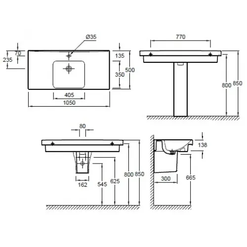 Модуль с раковиной Odeon Up 105 см, квебекский дуб, 1 выдвижной ящик, с отверстием под смеситель, с бельевой корзиной, подвесной монтаж EB883-E10+E4731-00 Jacob Delafon