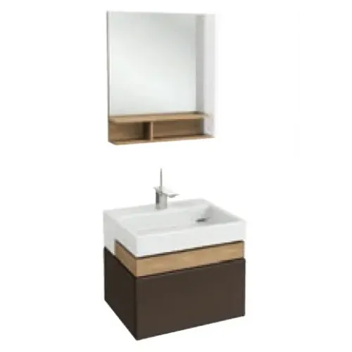 Комплект мебели для ванной Terrace 60 см, справа, ледяной коричневый, зеркало с полкой, подвесной монтаж, с подсветкой EXE112-00+EB1185-N23+EB1180D-NF Jacob Delafon