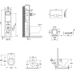 Комплект унитаза с инсталляцией Struktura инсталляция ширина 30 см, клавиша хром, с микролифтом, быстросъемное E21754RU-00 Jacob Delafon