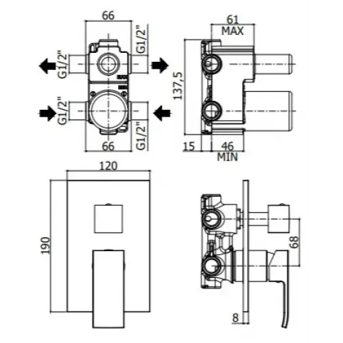 Смеситель для душа Paffoni Elle EL018NO/M