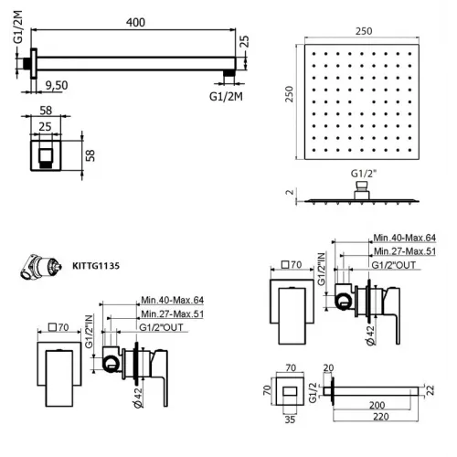 Комплект для душа Plumberia Selection TAG KITTG01CR220