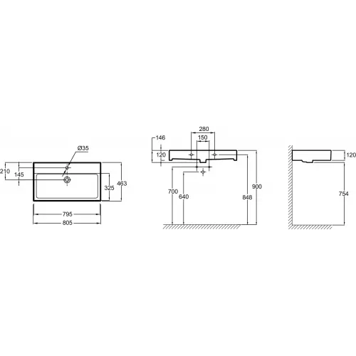 Подвесная раковина Vivienne 80,5х46,3х12 см, матовая, санфарфор EXBI112-BCM Jacob Delafon