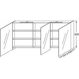 Зеркало 140х65 см, квебекский дуб, 3 дверцы, с подсветкой EB1370-E10 Jacob Delafon