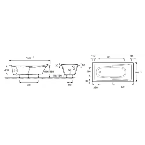 Акриловая ванна Corvette 160х70 см E60903-00 Jacob Delafon