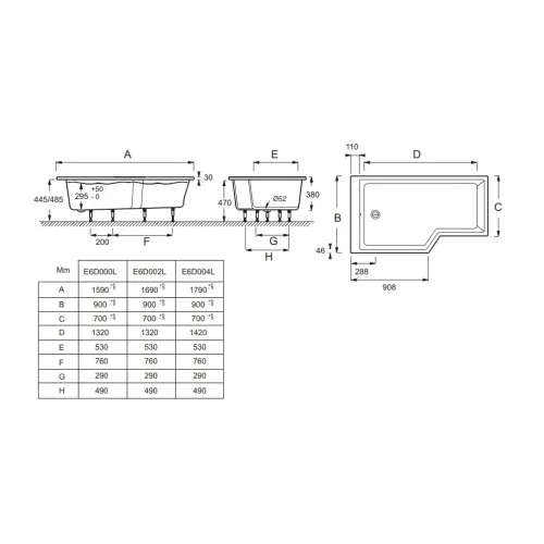 Акриловая ванна Bain-Douche Neo 180х90 см, левосторонняя, асимметричная E6D004L-00 Jacob Delafon