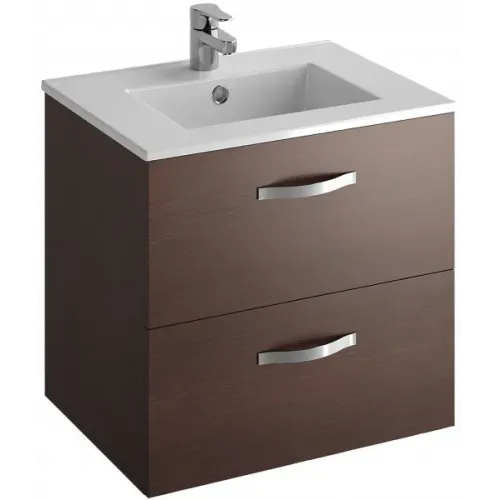 Модуль с раковиной Ola 61 см, с двумя ящиками, плавное закрывание , раковина-столешница, тёмный дуб, подвесной монтаж EXS112-00+EB390-NR Jacob Delafon