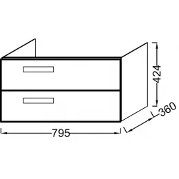 Модуль под раковину Rythmik 79,5х36х42,4 см, 2 ящика, серый антрацит EB1302-N14 Jacob Delafon