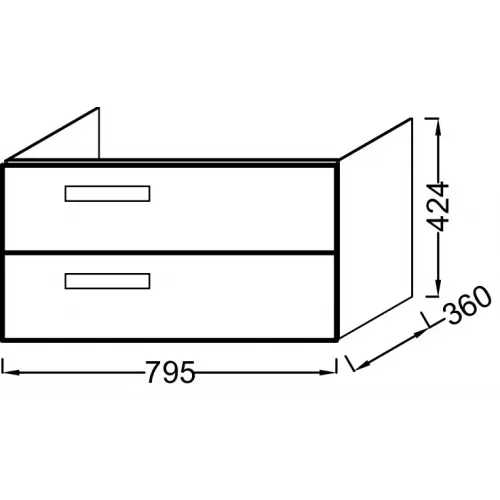 Модуль под раковину Rythmik 79,5х36х42,4 см, 2 ящика, серый антрацит EB1302-N14 Jacob Delafon