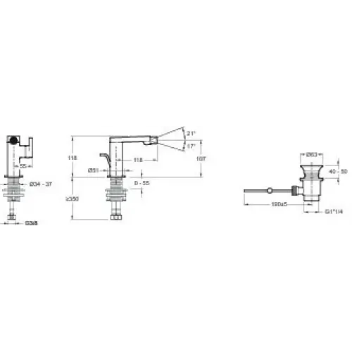Смеситель для биде Composed с донным клапаном E73176-CP Jacob Delafon