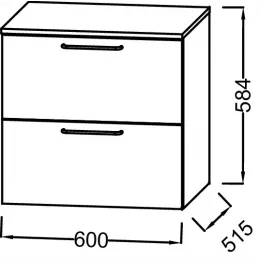 Тумба для ванной Odeon Rive Gauche 2 ящика, белая глина матовый, ручки хром, подвесной монтаж 60х51,5 см EB2547-R5-M84 Jacob Delafon