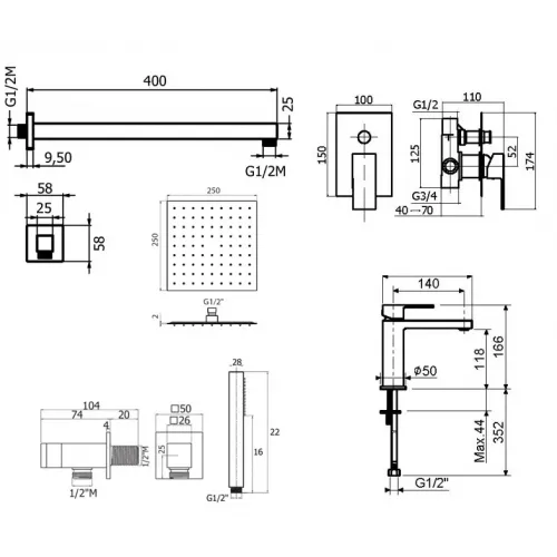Комплект для душа Plumberia Selection TAG KITTG15NO53