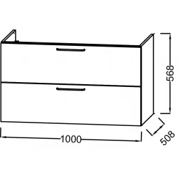 Модуль под раковину Odeon Rive Gauche 100х50,8х56,8 см, 2 ящика, белый глянцевый, ручки - черный EB2524-R9-N18 Jacob Delafon