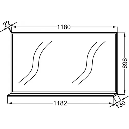 Зеркало Vivienne 118,2х69,6 см, с полочкой, белый глянец EB1599-N18 Jacob Delafon