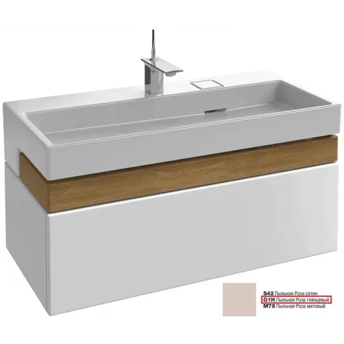 Модуль под раковину Terrace 100х48х38 см, пыльная роза глянцевый, верхний ящик из цельного дерева, система push-to-open EB1187-G1H Jacob Delafon